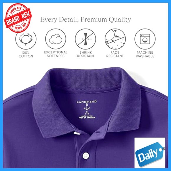 Girls Long Sleeve Cotton Interlock Polo Shirt School Uniform Classic Fit - Picture 3 of 4